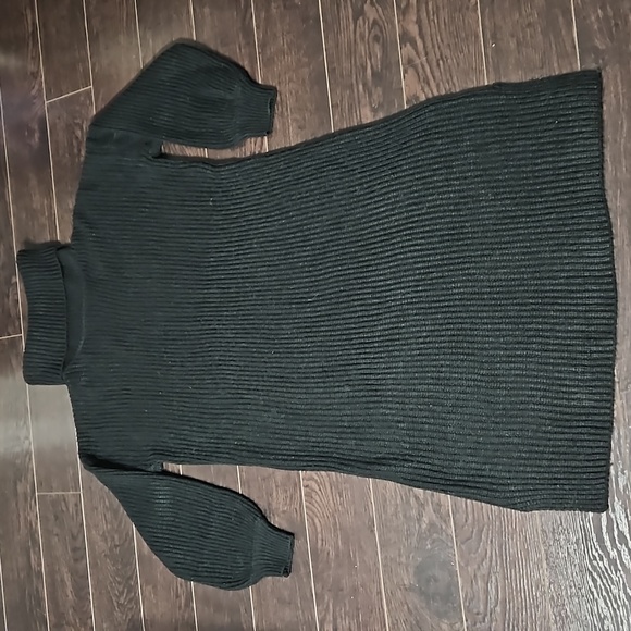 Gap Cozy Blouson Sleeve Ribbed Knit Turtleneck Sweater Dress, BLACK, M/L - Picture 2 of 13